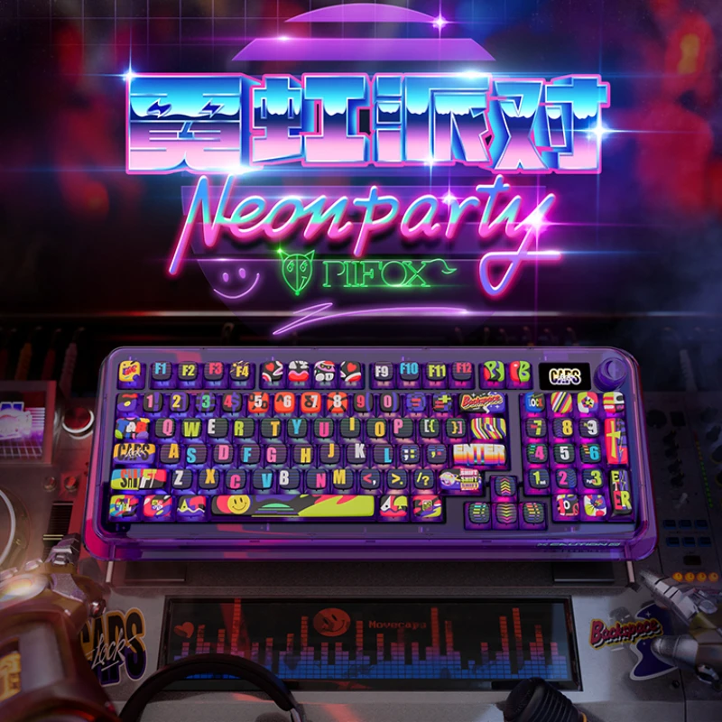 

MiFuny Neon Party Theme Transparent Keycaps Hot Sublimation PBT Double-shot ASA Height 138 Keys Keycaps for Mechanical Keyboard