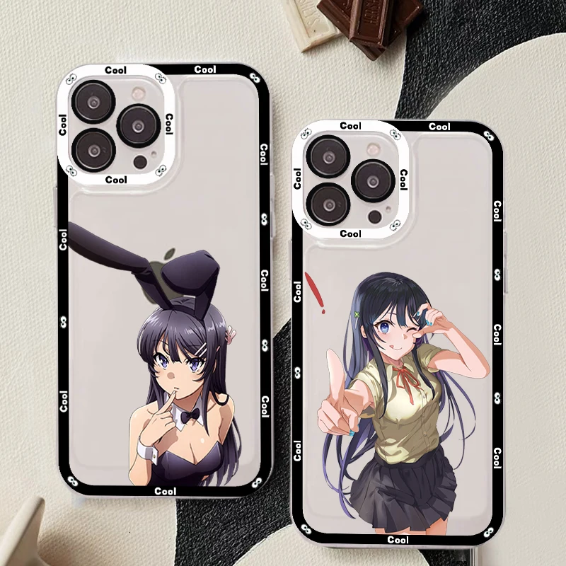 Anime Mai Sakurajima Phone Case For IPhone 11 12 13 14 Mini Pro Max XR X XS TPU Clear Case For 8 7 6 Plus SE 2020