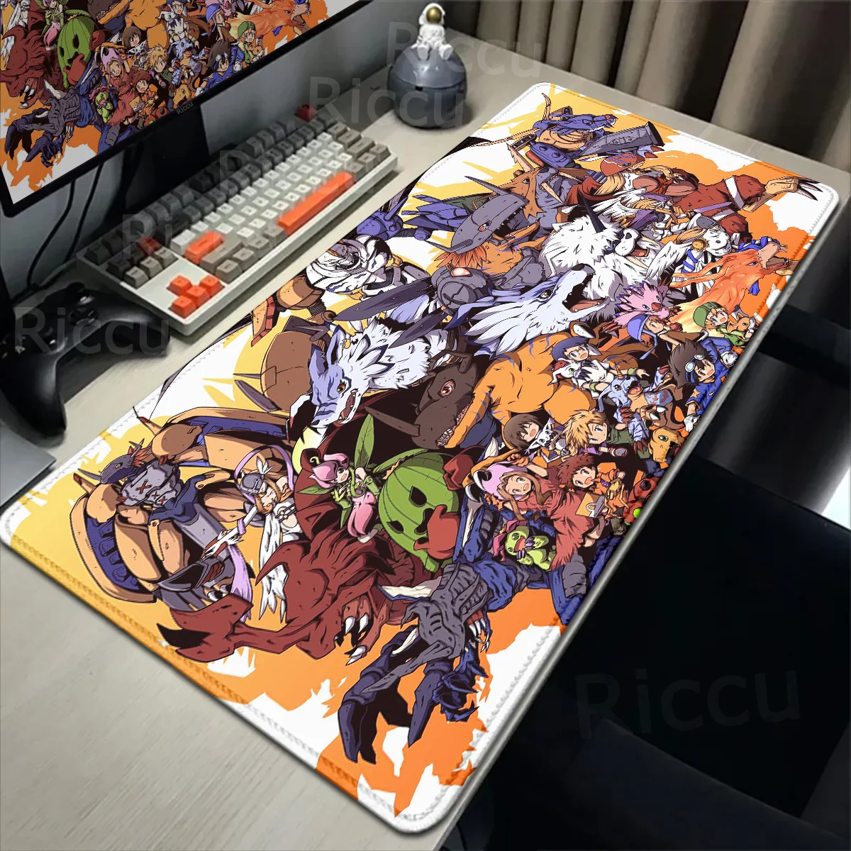 

hot Mousepad Digimon Adventure Duel Playmat MatGammamonVeemon Notebook Game Mat Desk Table Gaming HD Printing Non-slip Mouse Pad