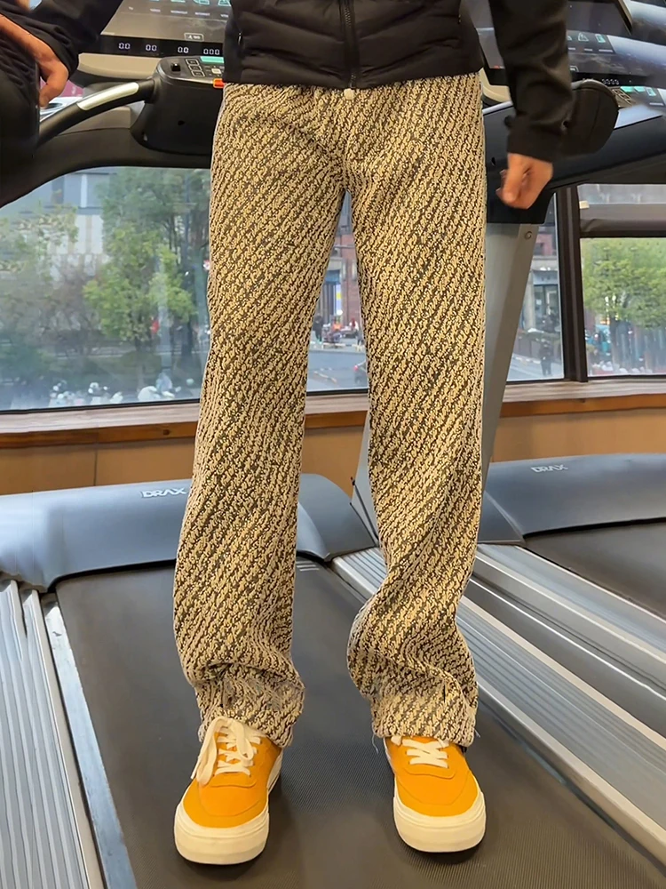 

Трикотажные прямые брюки с подкладкой Thiened Fce, мужские повседневные спортивные брюки в американском стиле на осень-зиму