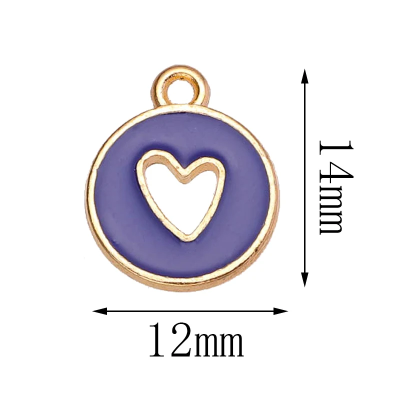20pcs 12*14mm Round Heart Enamel Pendants Colored Charms For Jewelry Making Accessories Women\'s Earrings Necklaces DIY Making