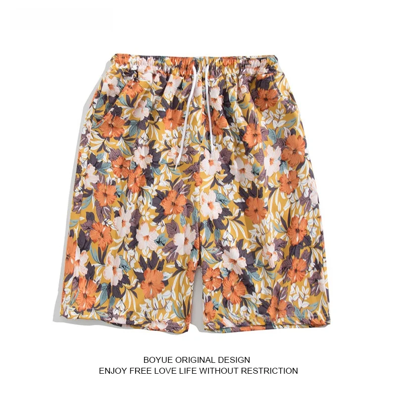 

Летние повседневные шорты Boyue с цветочным принтом, прямые, для пляжа, в гавайском стиле, для дома, модные, молодежные, энергичные