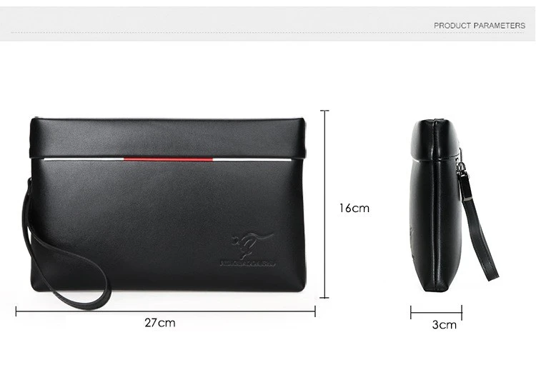 Men's Business Handbags Soft Leather Envelope Wallet Casual Large Capacity Moneybag