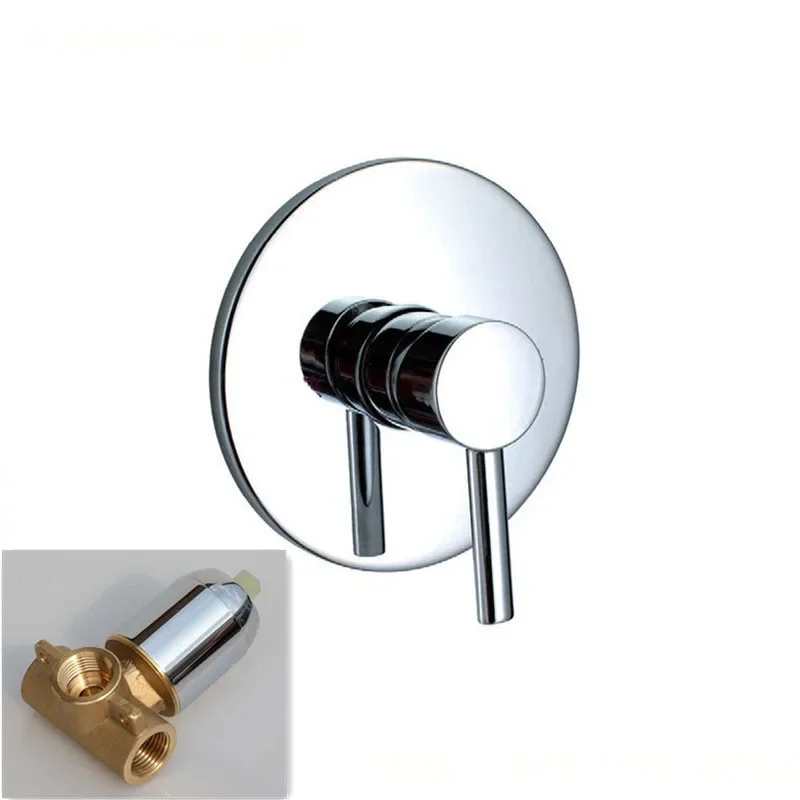 Matte Black Single Function Shower Handle Valve Bathroom Trim Kit Brass Rough-In Valve 2 Inlet 1 Outlet Water Tap Mixer Switch