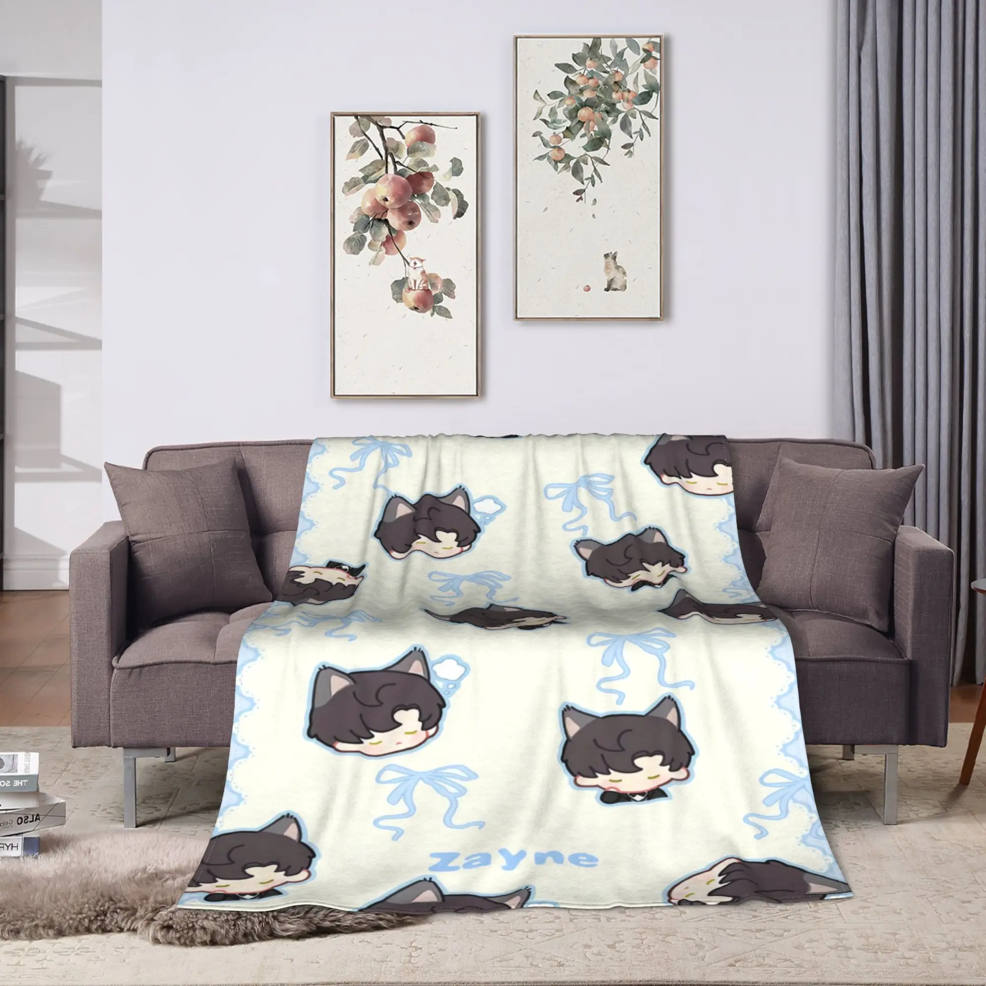 COOL V-Valko L-Love and Deepspace Flannel Blanket  Warm Throw Blanket for Living Room Airplane Travel Bedspread Sofa Bed Cover