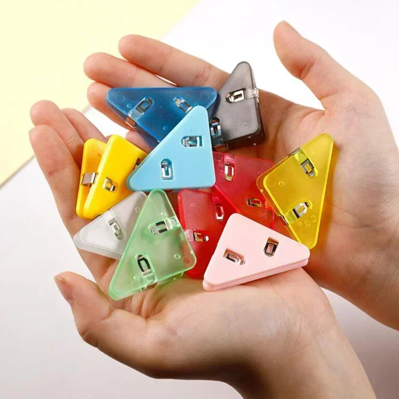 

10pcs Paper Triangle Corner Clips Kawaii Page Holder File Index Photo Clamp Korean Stationery Office School Desk Organizer