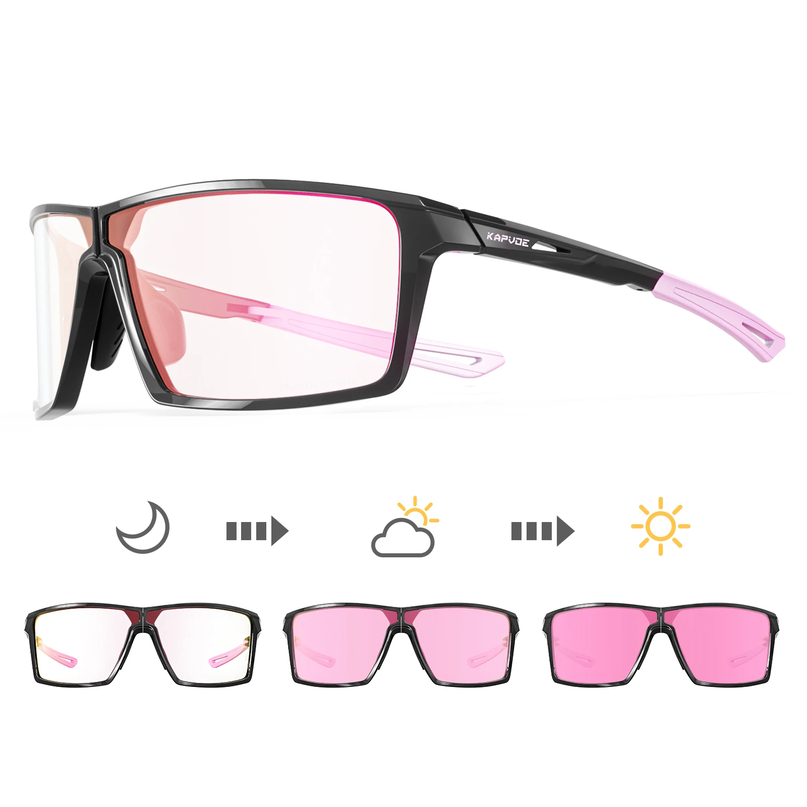 

Kapvoe Men Fashion Anti-fog Photochromic Folding Cycling Sunglasses UV400 Portable Glasses Bike Bicycle Women Sports MTB Eyewear