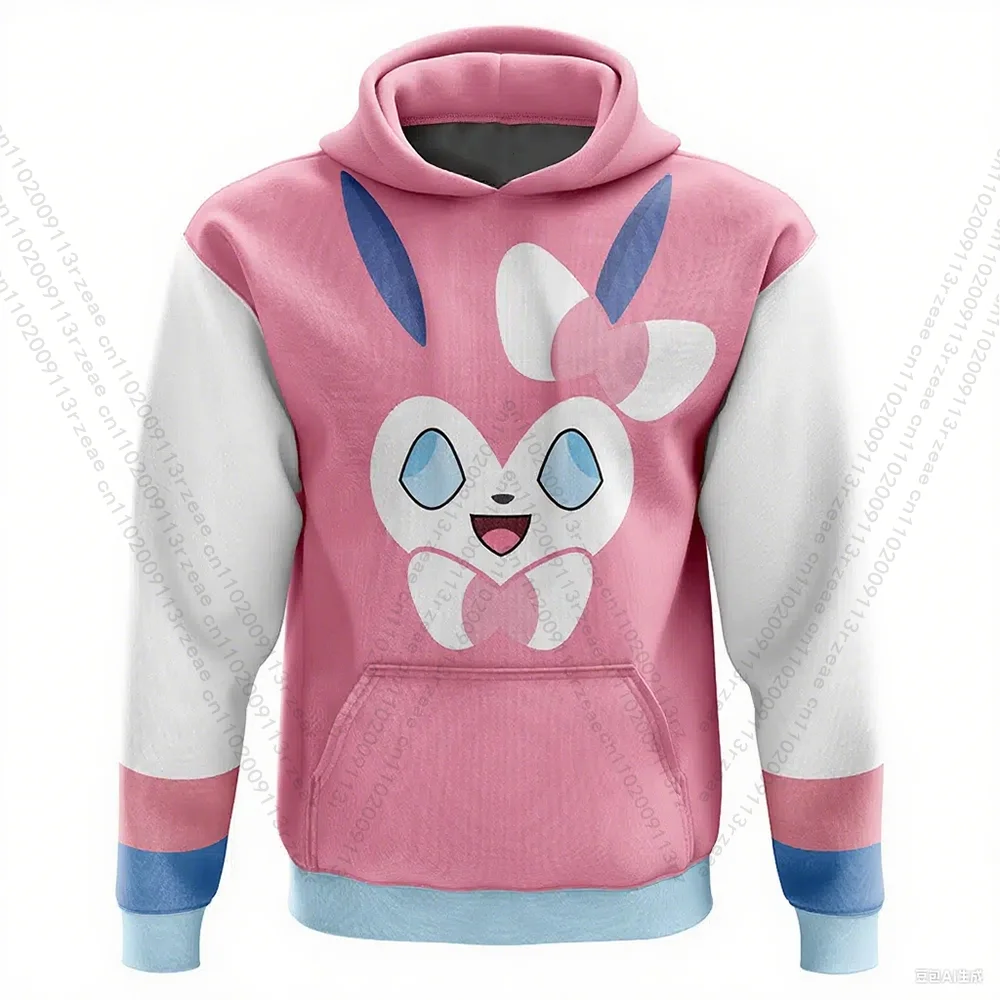Anime pokemon brilhante sylveon padrão hoodie masculino y2k cosplay traje impressão terno de ginásio casual esportes dos desenhos animados pulôver camisolas