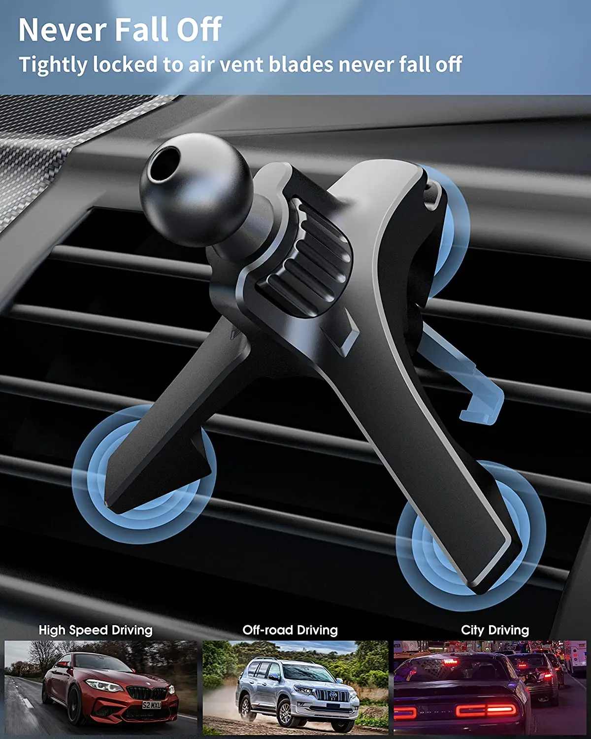 IBudim-soporte para teléfono móvil con Clip Universal para salida de aire de coche, cabeza de bola de 17mm para montaje de teléfono móvil de coche por gravedad, soporte magnético para teléfono de coche