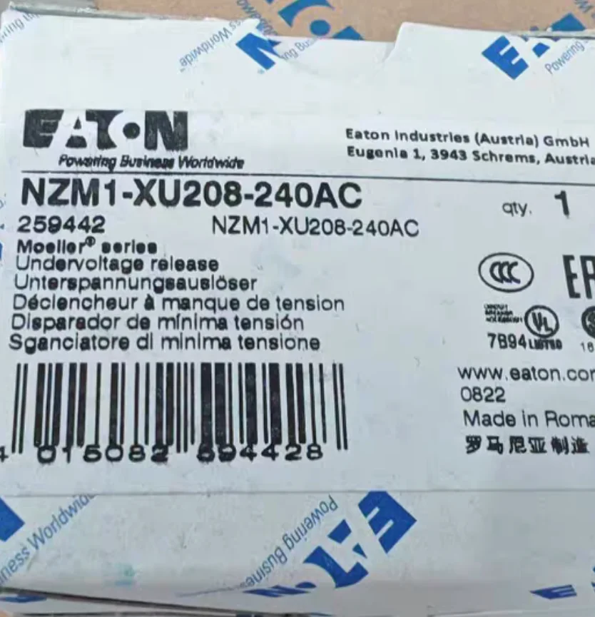 

New original EATON protected MCCB NZM1-XU208-240AC undervoltage coil