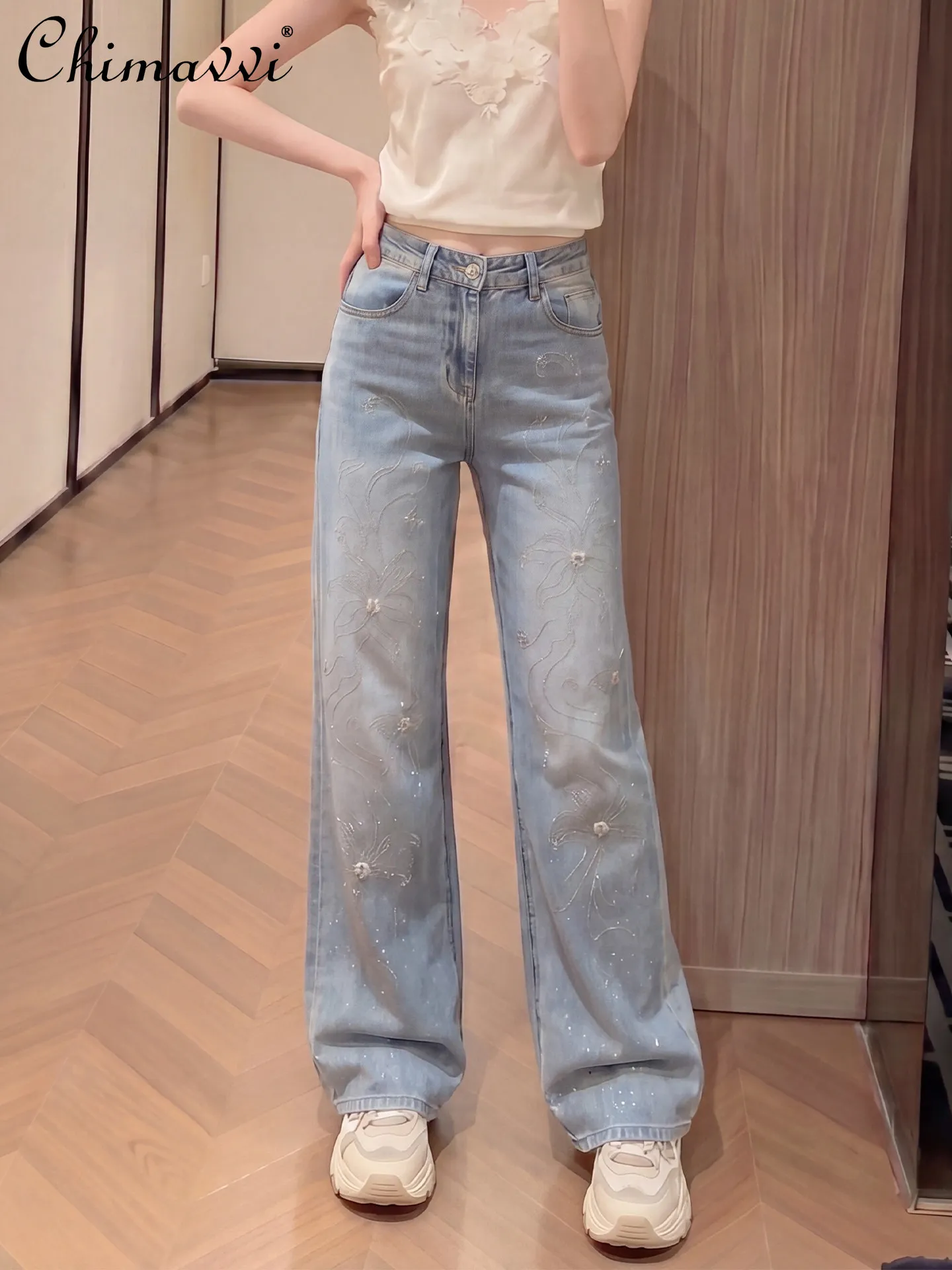 

Heavy Industry Diamond Jeans Loose Pants Women's 2026 Spring Summer Thin High Waist Loose Slim European Style Long Pants