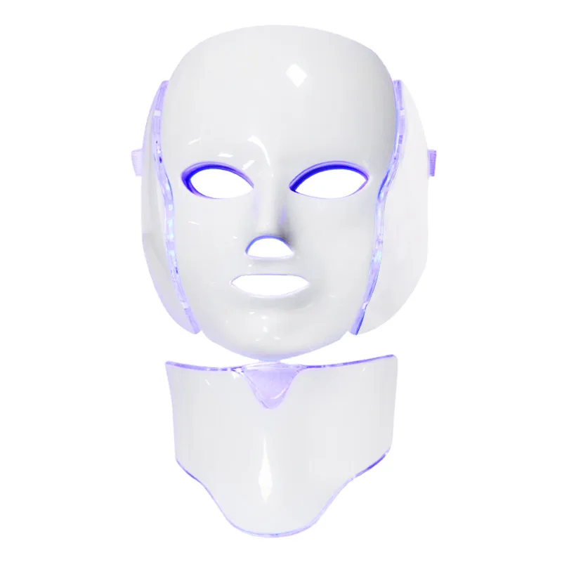 7 สี LED Photon ไฟฟ้า LED หน้ากากใบหน้าคอฟื้นฟูผิวต่อต้านริ้วรอยสิว Photon Therapy Skin Care Beauty Mask