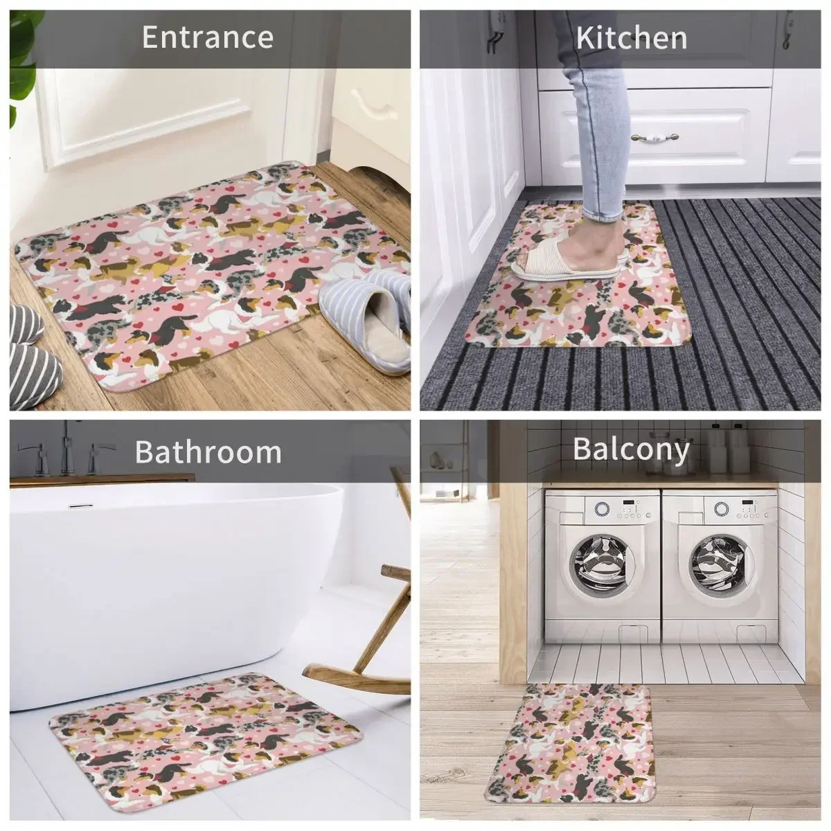 Rough Collies Doormat Rug Carpet Mat Footpad Polyester Non-slip Washable Front Room Corridor Kitchen Bedroom Balcony Toilet