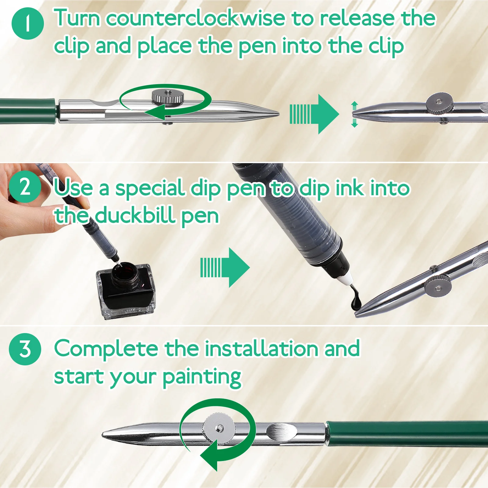 Pen for Drawing Fine Lines 3pcs Adjustable Straight Edge Ruling Pen Art Craft Tool S M L