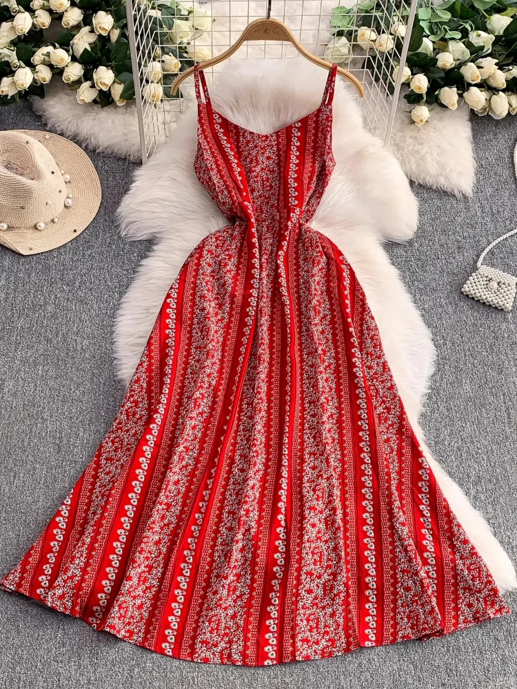 

Богемное платье-комбинация с v-образным вырезом для женщин, винтажная туника с принтом, Robe Femme 2025, Vestidos De Mujer, модное корейское летнее платье макси