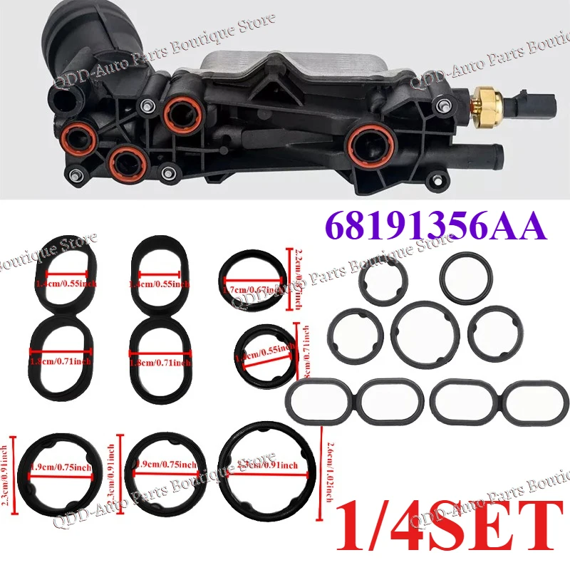 

1/4SET 68191356AA For Chrysler 300 200 Dodge Avenger Charger Jeep Cherokee Oil Filter Adapter O Ring Gaskets Seal Kit