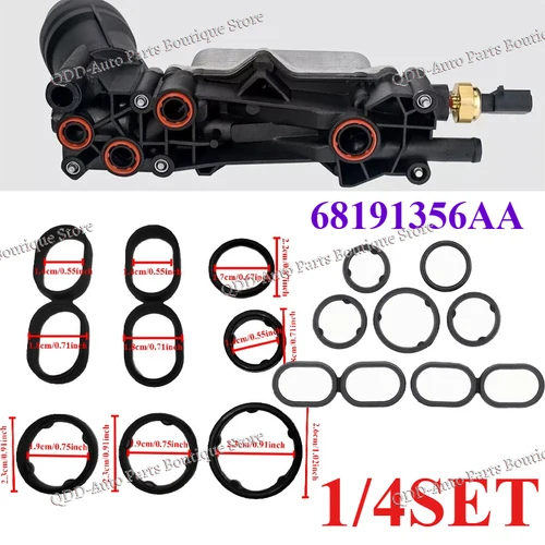 Imagen 1 del producto 1/4SET 68191356AA para Chrysler 300 200 Dodge Avenger cargador Jeep Cherokee adaptador de filtro de aceite junta tórica Kit de sellado