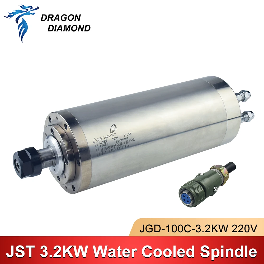 

JST 3.2W Water Cooled Spindle Motor ER20 Diameter 100mm 220V/380V For CNC Stone Engraving Machine