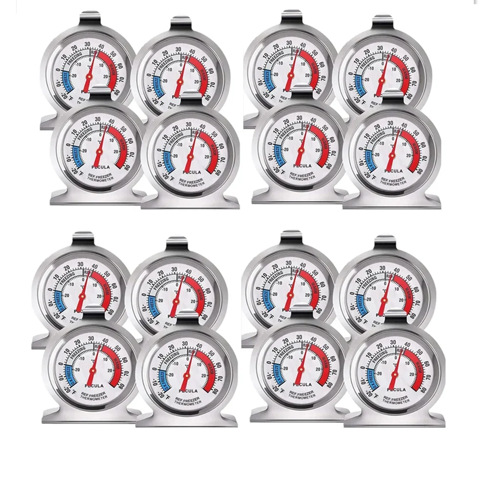 2-pack koelkastthermometer -20-80 ° F Classic koelkastthermometer grote wijzerplaat met rode indicatiethermometer voor vriezerkoeler
