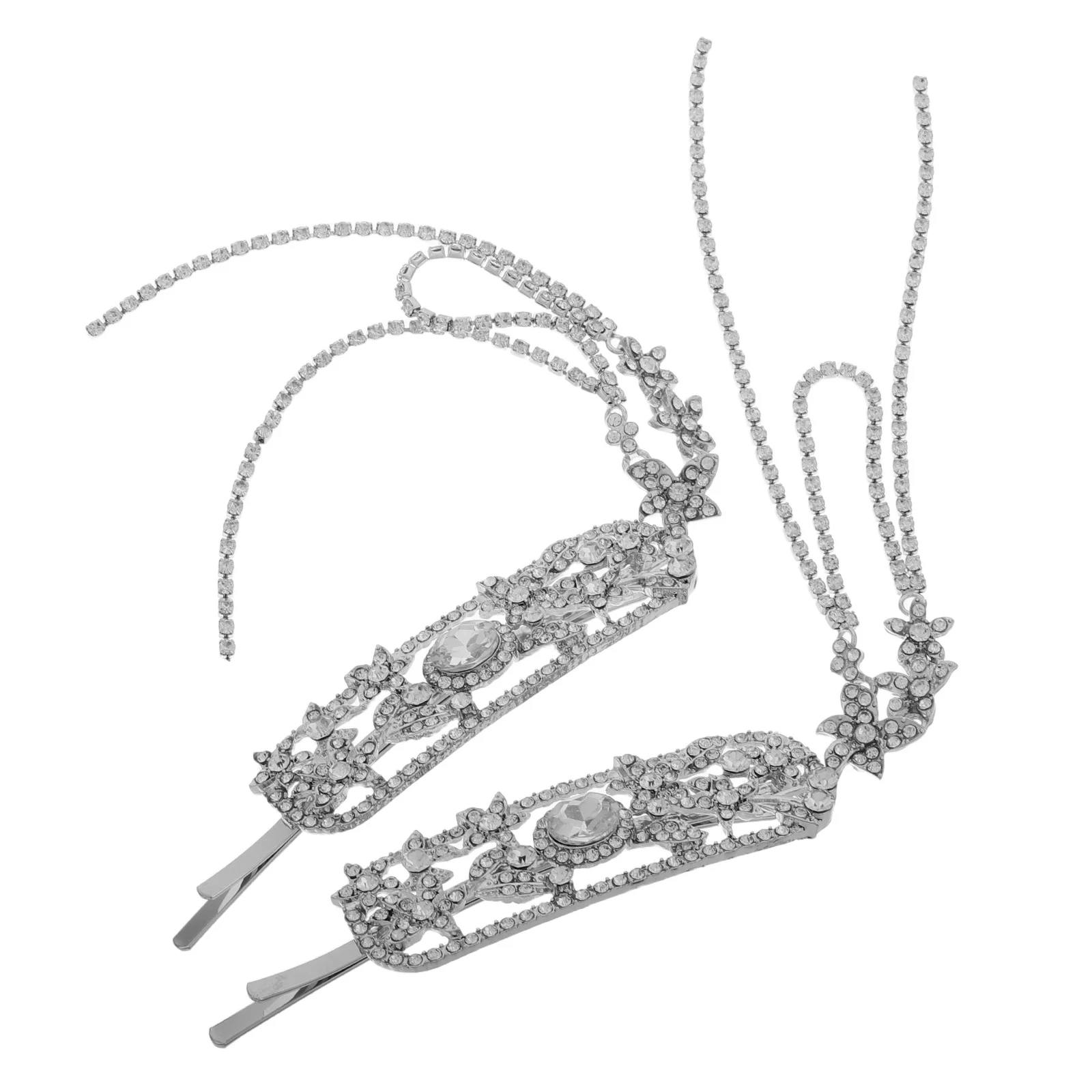 

2Pcs Sparkling Rhinestone Tassel Hair Clips Unique Chinese Ethnic Bridal Accessories Wedding Headpiece for Brides