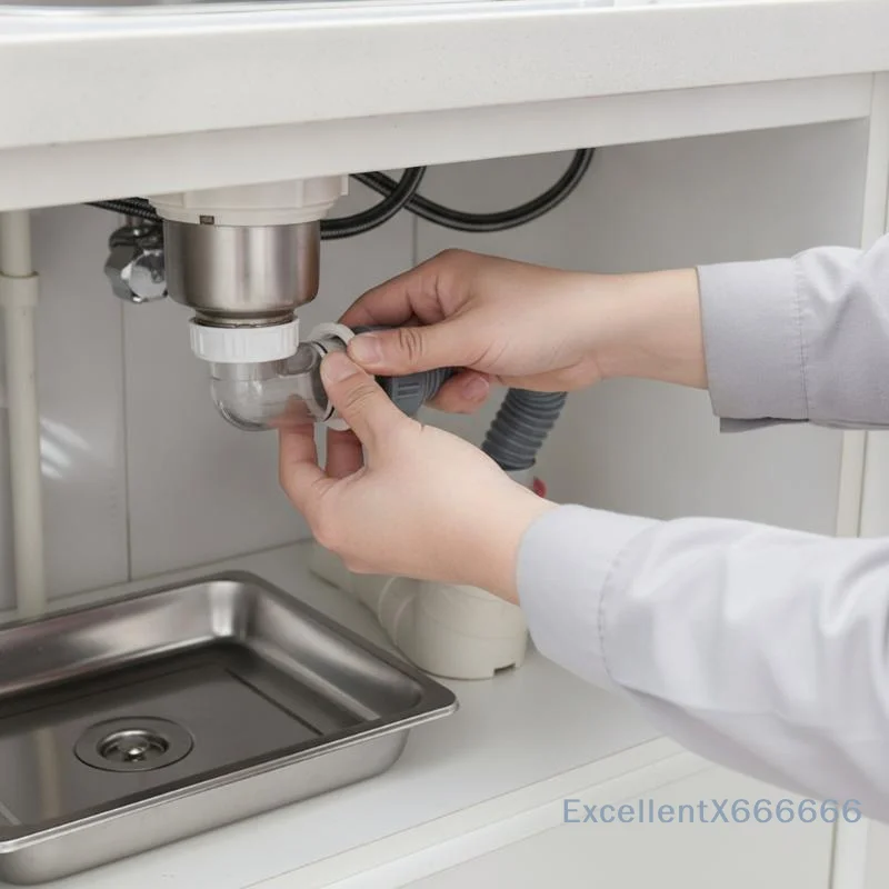 Kitchen Bathroom Drain Pipe Kit Odor Proof Curved Joint Drainage Tube for Sink Wash Basin Small Space Plumbing Use