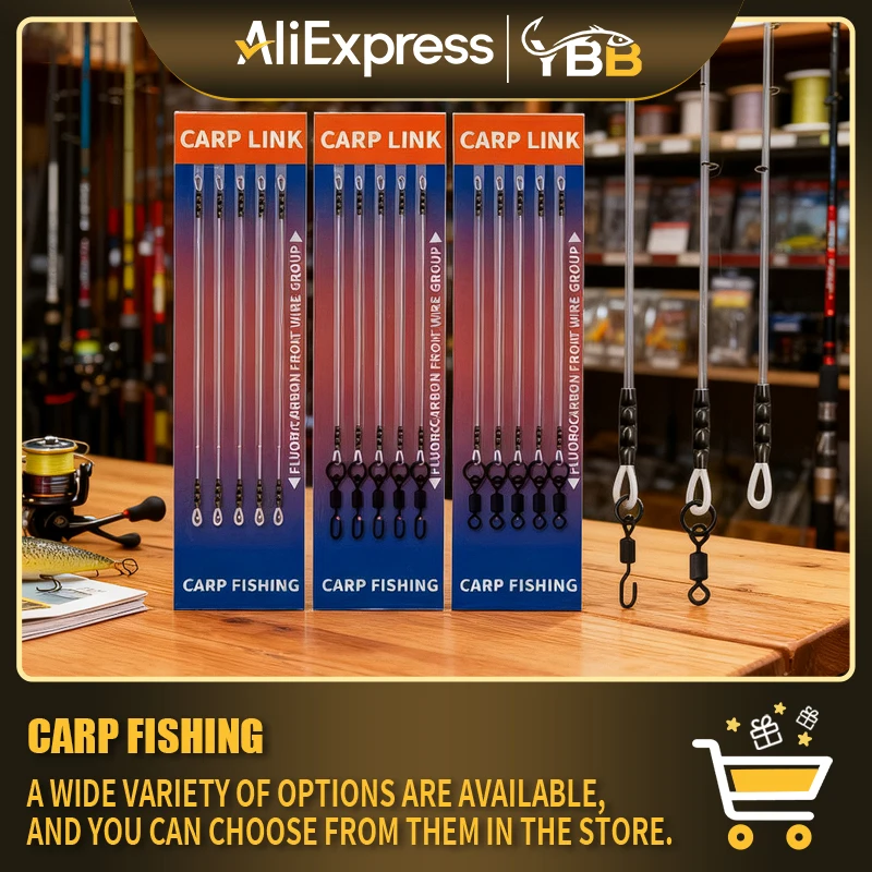 Karpfenangeln-Rigs-Set für Method Feeder, mit 100 % Fluorkohlenstoffführer, Rollwirbeln und Kombi-Haarrigs für das Grobangeln