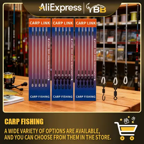 Carp Fishing Rigs Kit for Method Feeder, with 100% Fluorocarbon Leader, Rolling Swivels & Combi Hair Rigs for Coarse Fishing