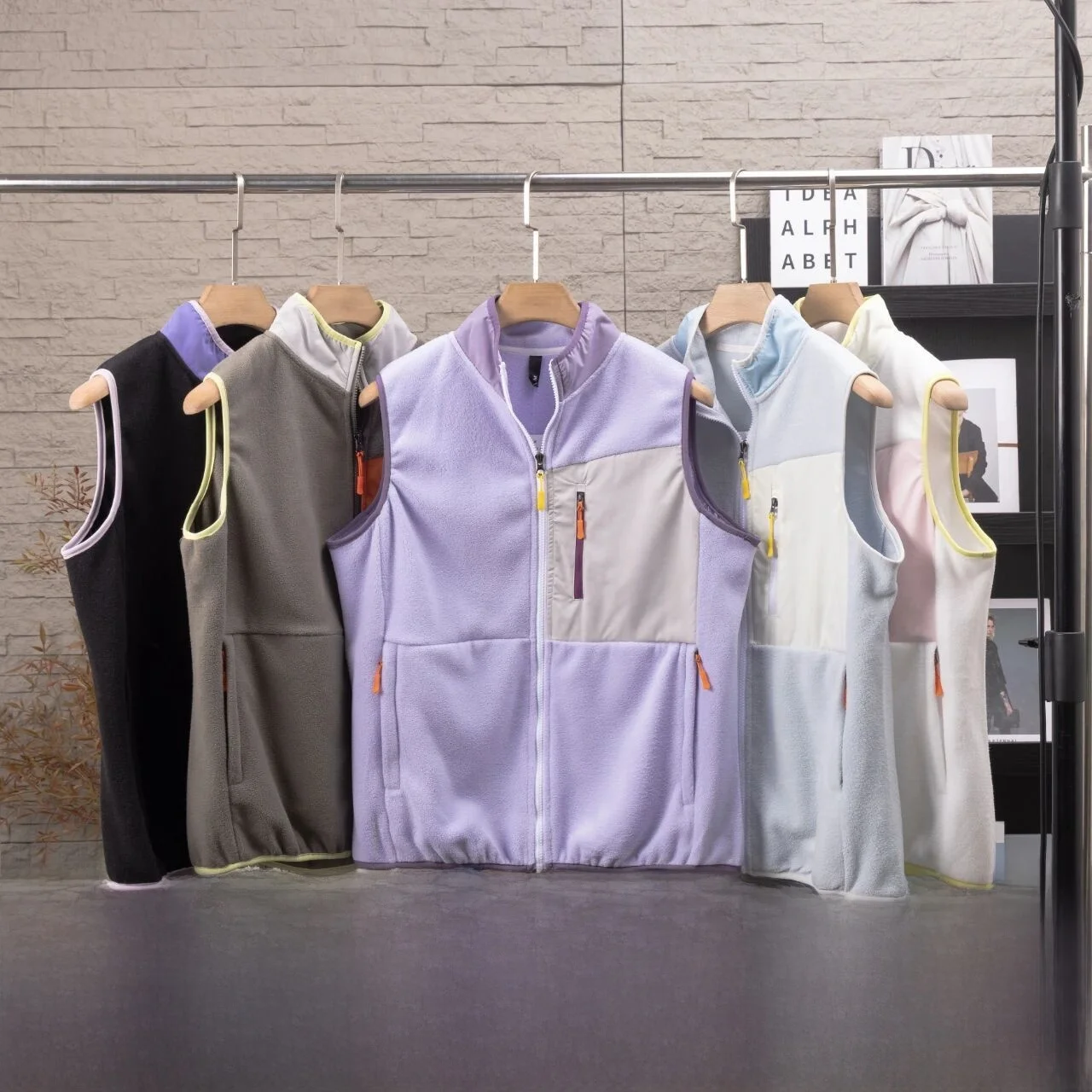 

3D Color Blo ket Fce Vest ex Пуловер с воротником-стойкой Winter Jaet Youth Faion Stand Fit Молодежная застежка-молния ...