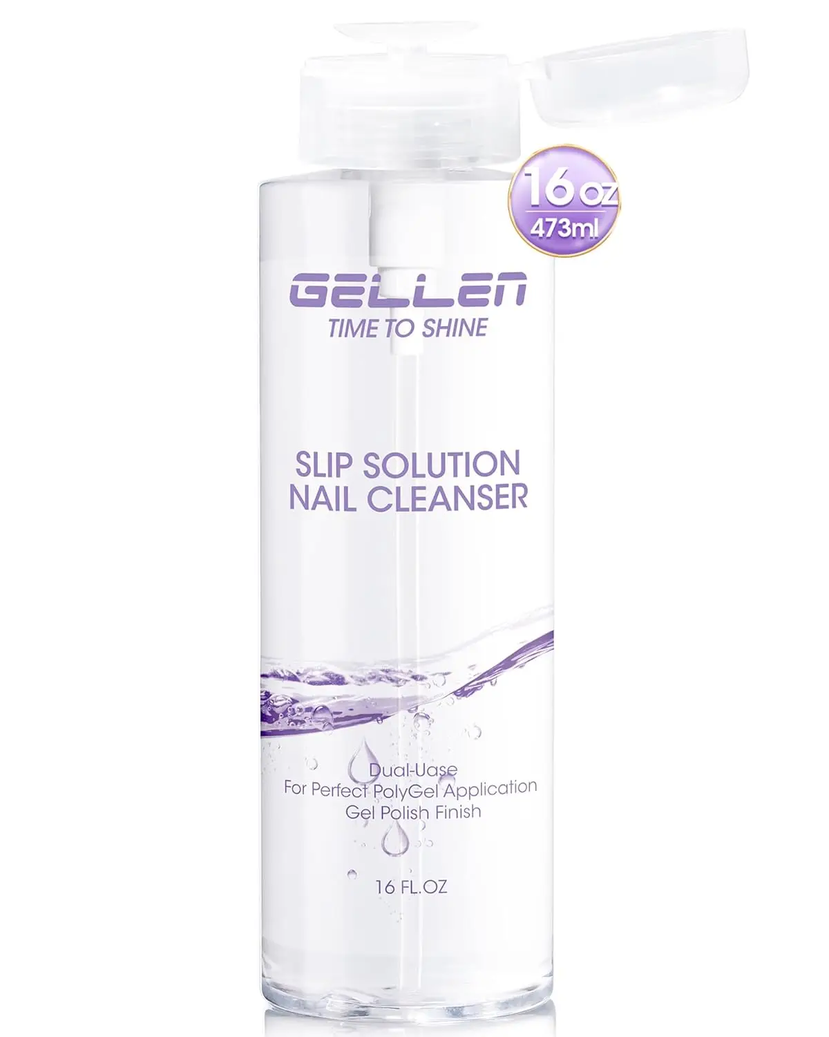 

16oz Multi-Purpose Nail Cleanser with Pump Bottle, Removes Tacky Residue for Gel Top Coat and Polygel Slip Solution