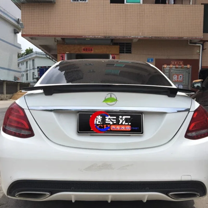 For Benz C-class W205 Spoiler 2015-2019 C180 200 260 300 C63 Real Carbon Fiber/ ABS Glossy Black Car Rear Trunk