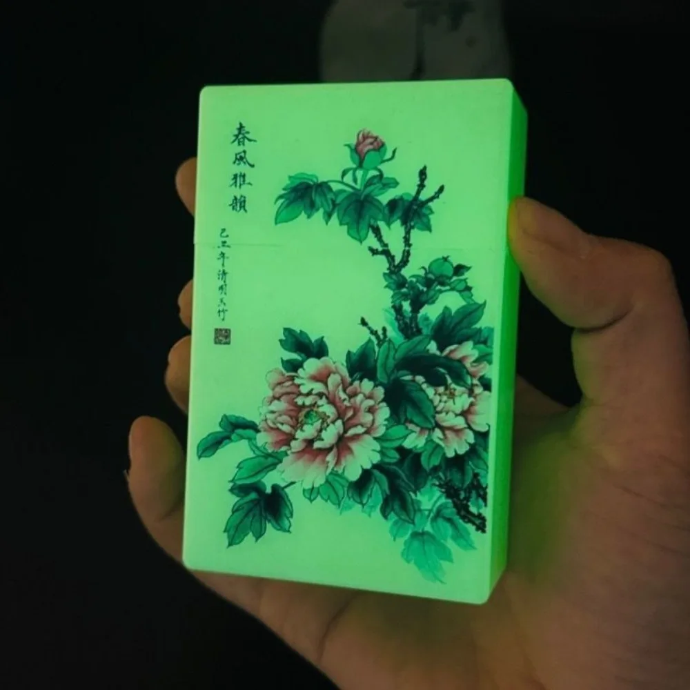 Glow-in-the Dark Cigarette Case Automatic Spring Cover 20 Portable Clamshell Soft and Hard Universal Pressure and Moisture