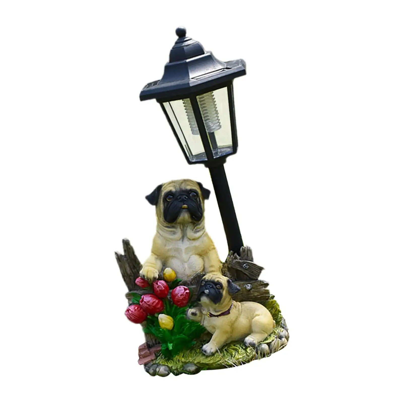 

Patio Dog Figurine Solar Powered Light Lawn Ornament for Yard Porch Decor