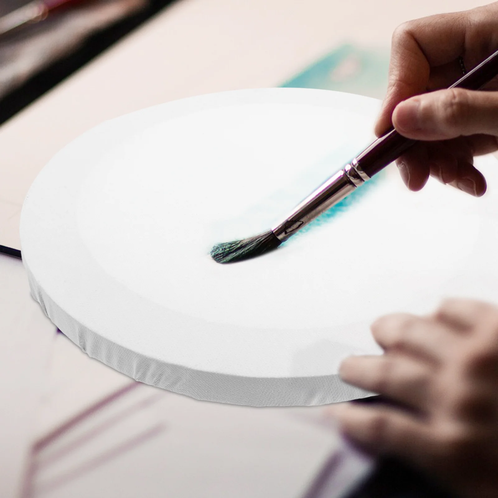 

2Pcs Mini Acrylic and Oil Painting Round Boards Set Stretched Canvas Frames for Small Painting Projects Mini and Easel Set