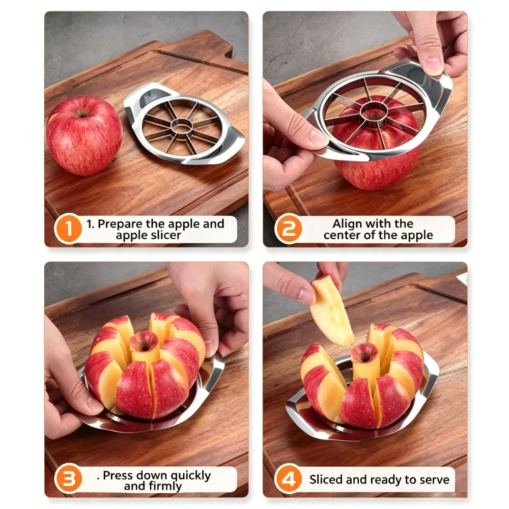 1PCS Stainless steel fruit slicer, apple slicer, 6-point apple slicer