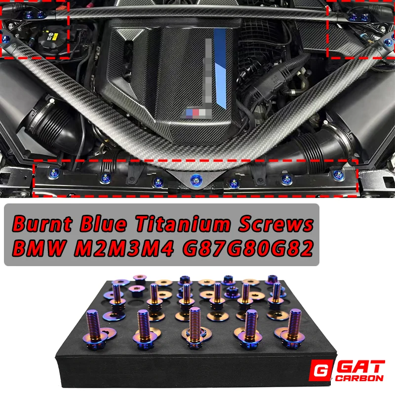 For BMW G80M3 G82M4 G87M2 Engine Compartment Screws Burnt Blue Titanium Alloy Screws 19pcs