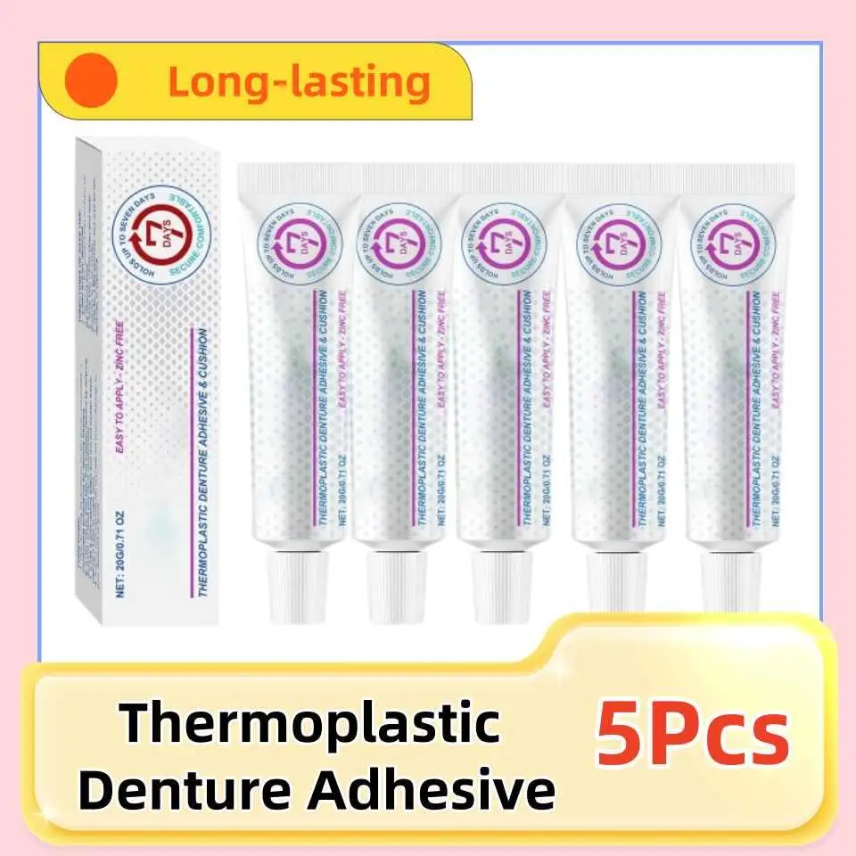 5Pcs Thermoplastic Denture Adhesive Glue Long-lasting Holding Denture Reliner For Dentures Refits And Tightens Loose Denture Car