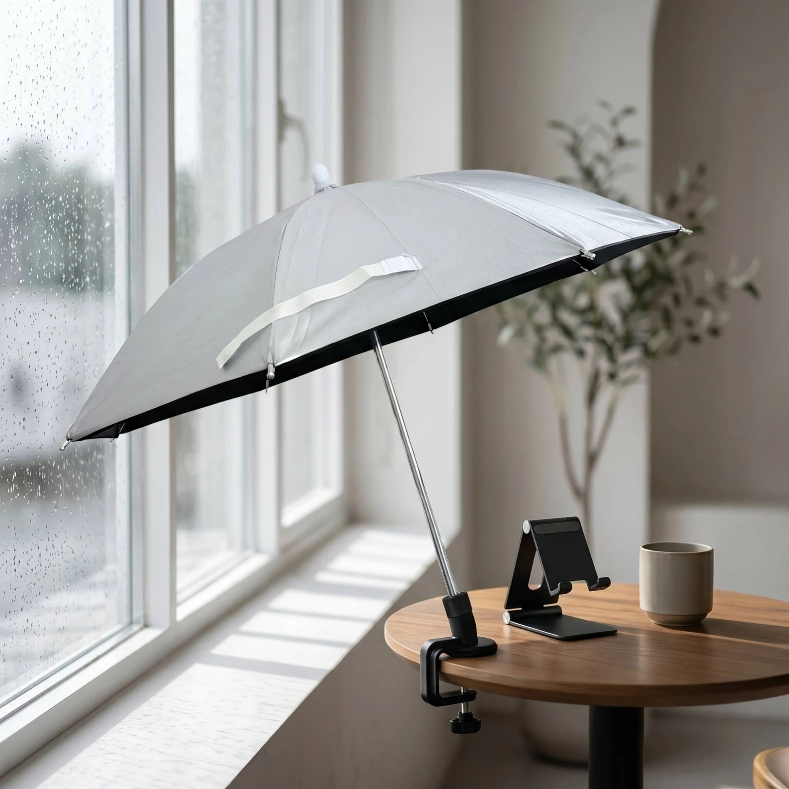 Clamp-on Umbrella Compact Umbrella with Clamp Shade Canopy Lightweight for Streamers, Outdoor, Live Broadcasting