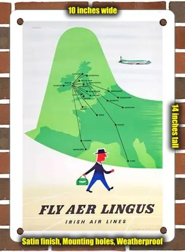 METAL SIGN - 1955 Fly Aer Lingus Irish Air Lines - 10x14 Inches