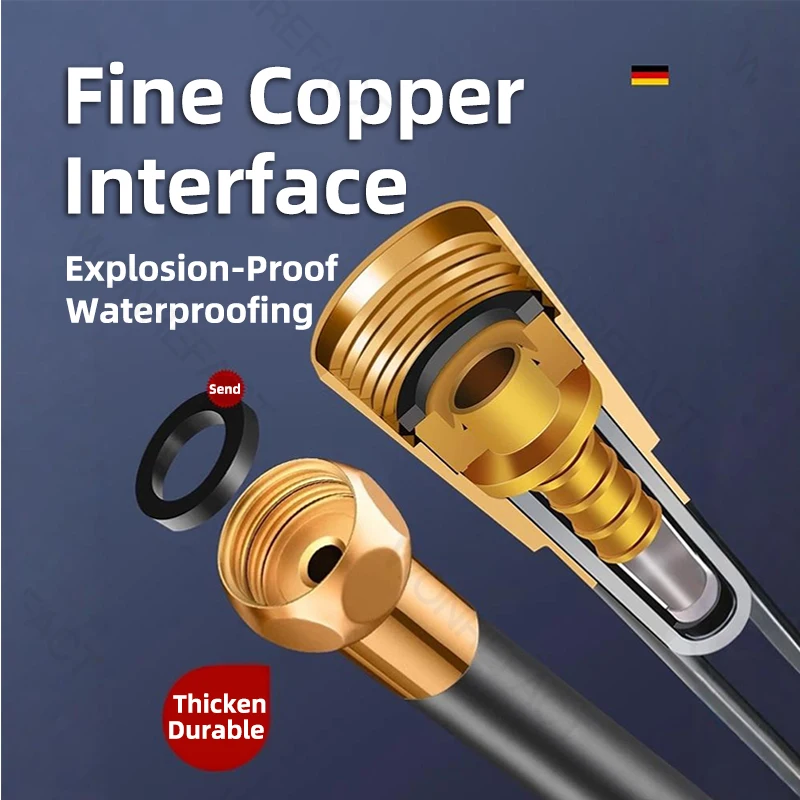 Selang Pancuran Silikon Ekstra Panjang Abu-abu 2.5 M Pipa Ekstensi Kepala Pancuran Genggam Universal dengan Aksesori Kamar Mandi Mur Kuningan