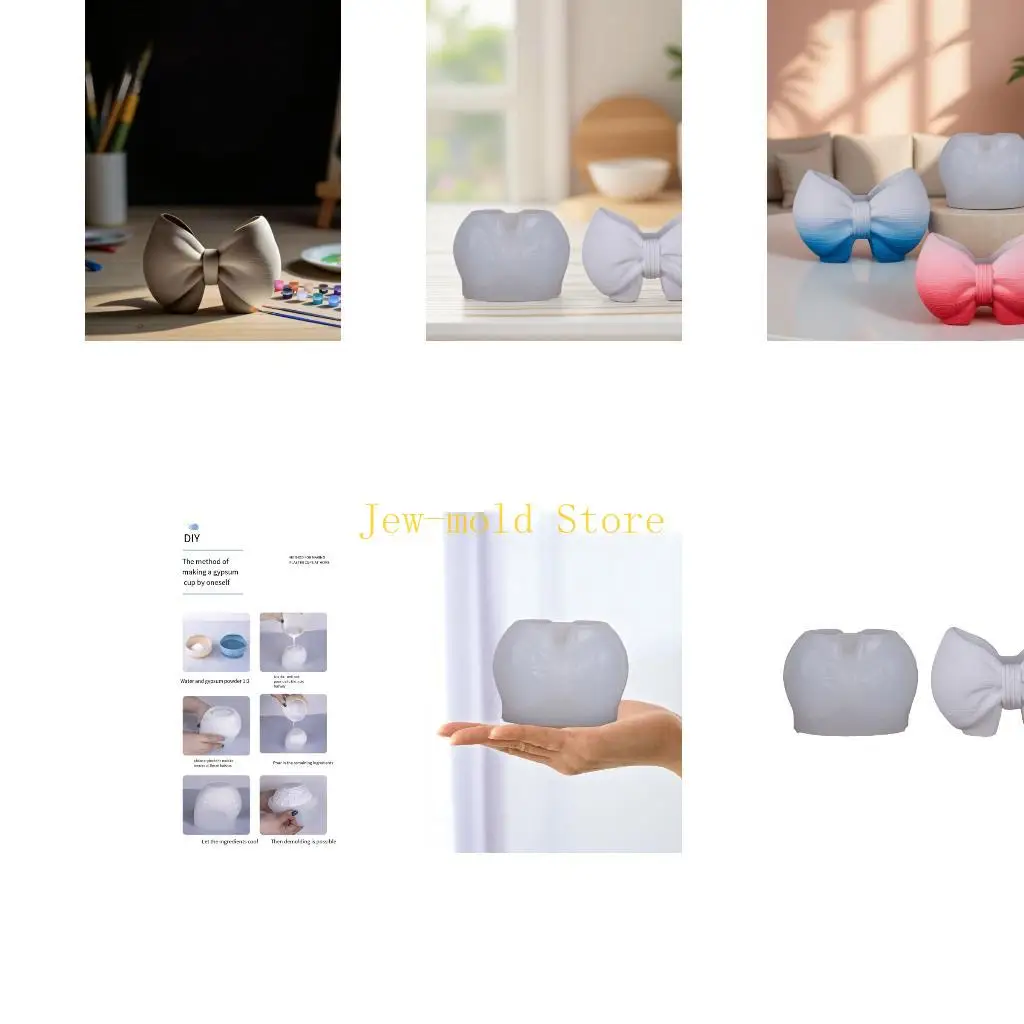 

C71B Elegant Silicone Bowknot Planter Mold For DIY Wedding Party Decorations Resin Cement Crafts Home Ornaments