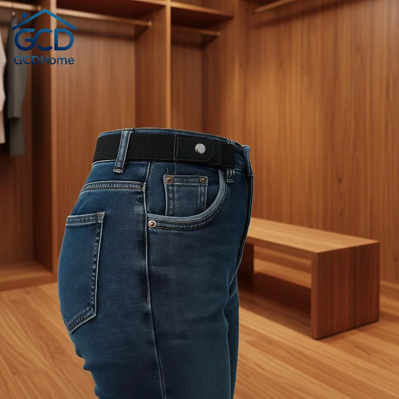 2Pcs No Buckle Elastic Belt Unisex Non Slip Comfortable Stretch Waist Belt for Jeans Trousers All Seasons
