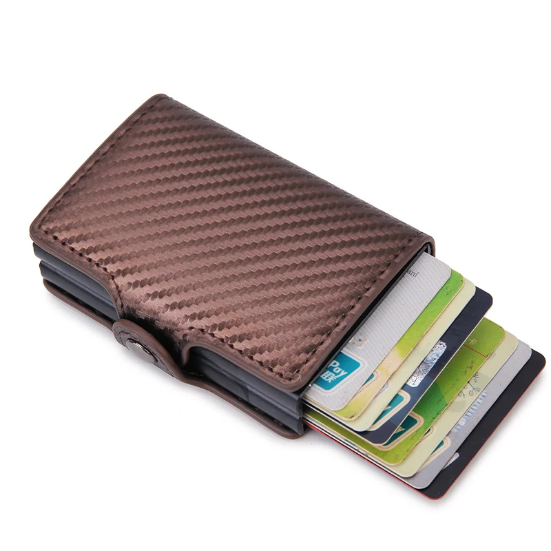 RFID-blockierende Herren-Geldbörse, Kreditkartenetui, Leder, Kartenetui, doppelte Metallbox, Ausweishalter, Geldklammer, Geldbörse, Neu 2023 – Detail 20