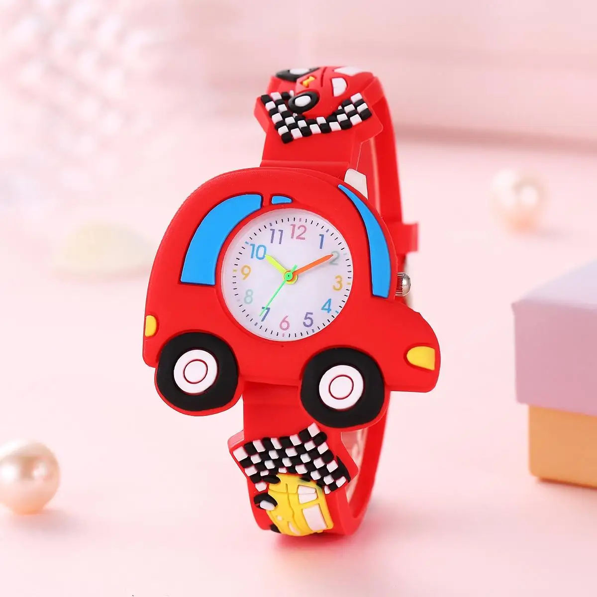 New 3D Pattern Cartoon Racing Car Children\'s Fashion Silicone Watch