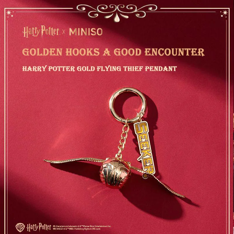 MINISO Official Genuine Harry Potter Series Gold Flying Thief Pendant Keychain