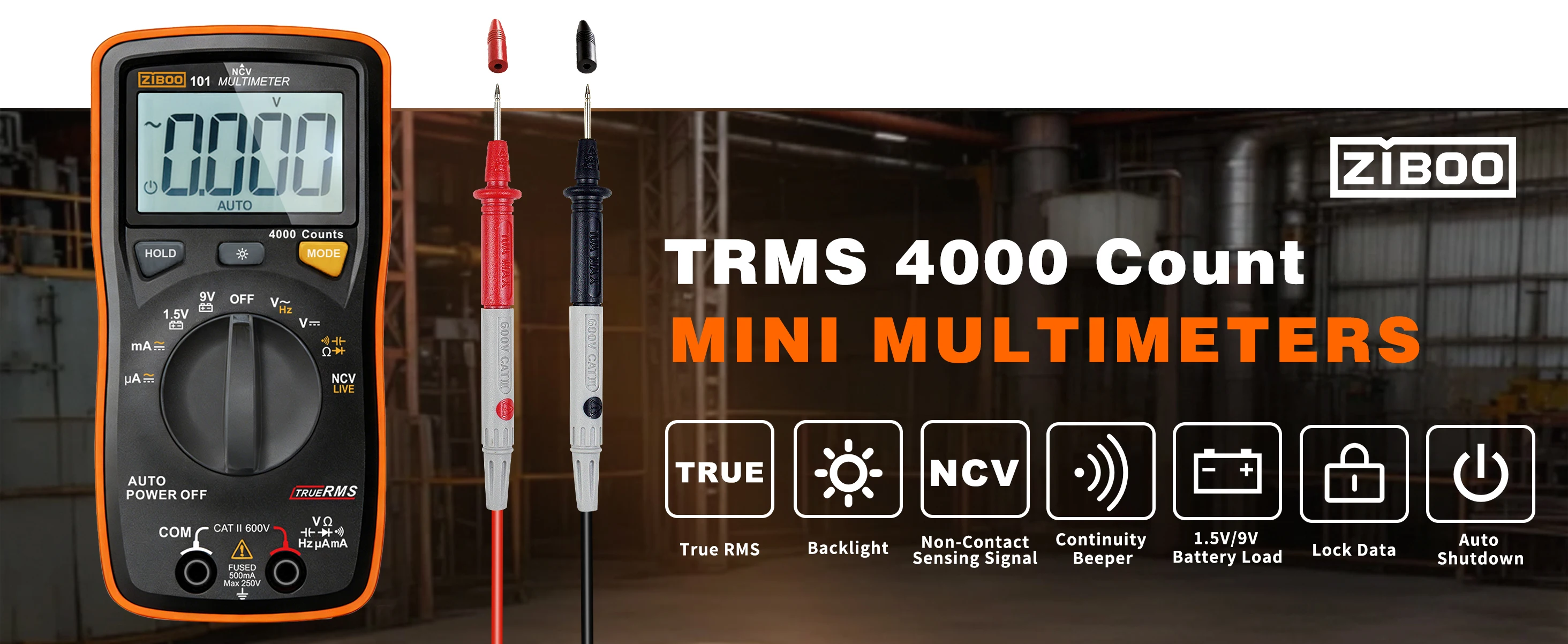ZIBOO 101 Mini-Digitalmultimeter, TRMS 4000 Counts, automatische Bereichswahl, Taschen-Voltmeter, Multitester für AC/DC-Spannung und -Strom. – Detail 2