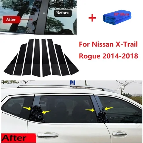 Полированные стойки для Nissan X-Trail Rogue 2014-2018, 8 шт