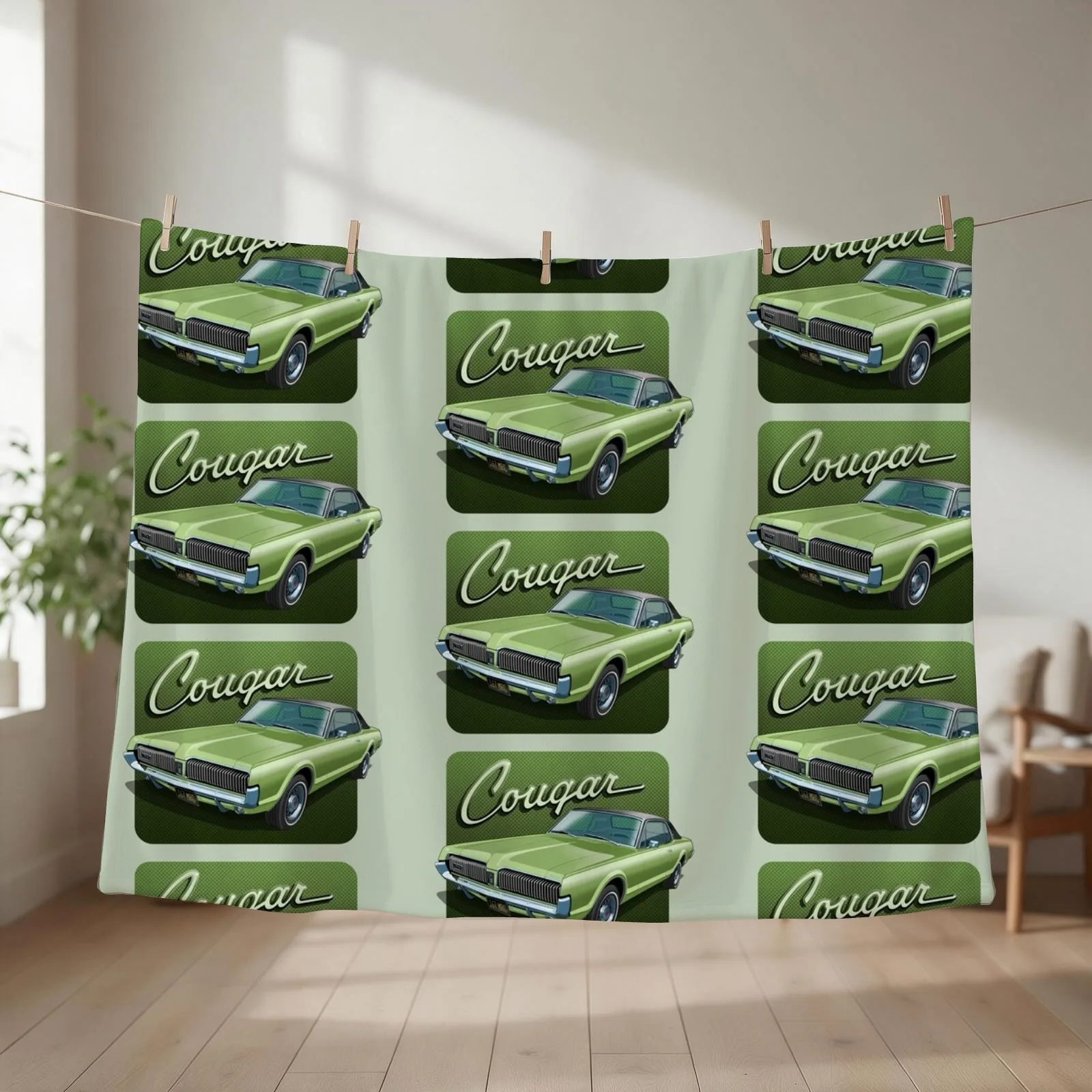 1967 Mercury Cougar in lime frost Throw Blanket couch cozy soft plush fuzzy picnic outdoor blanket