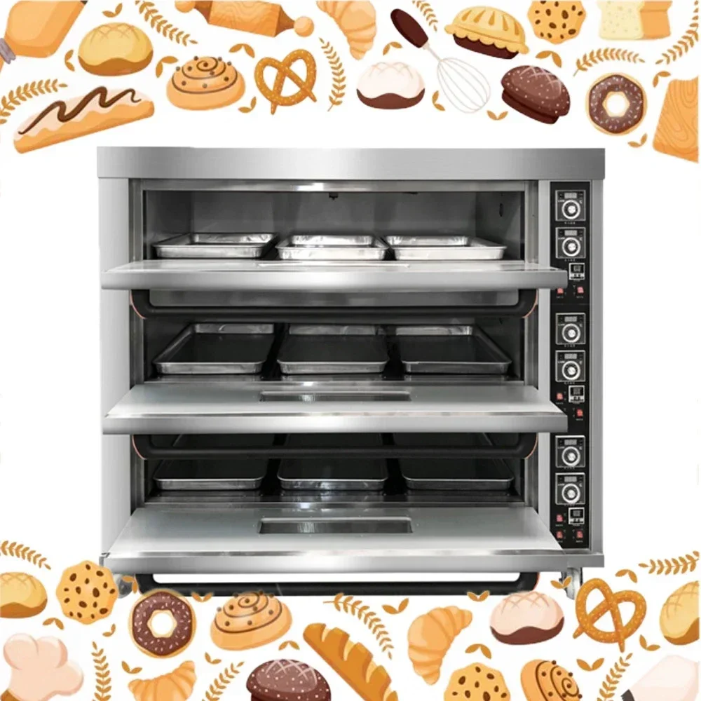 Industrial Bakery Electric Rofco Bread Oven multi-function Breakfast Baking Oven Machine Commercial 3 Decks 9 Trays Efficiency H