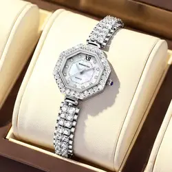 Top Brand Luxury Women Watches Quartz Fashion Bracelt Ladies Watch Crystal Diamond Silver Watch Women