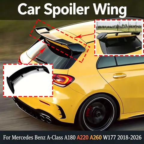 Car Spoiler Wing for Mercedes Benz A-Class A180 A200 A220 A260 W177 2018-2026 for AMG Rear Roof Trunk splitter Tail Fin body kit